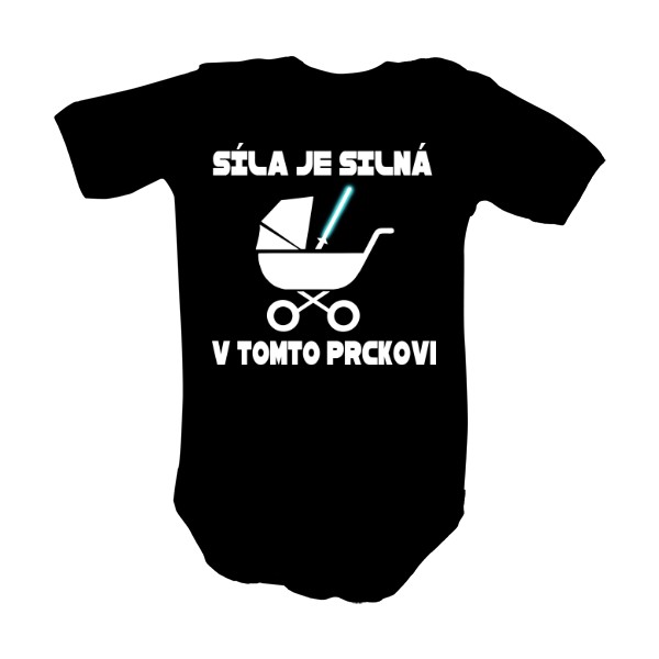 Dětské body  s potiskem Síla je silná - modrý měč